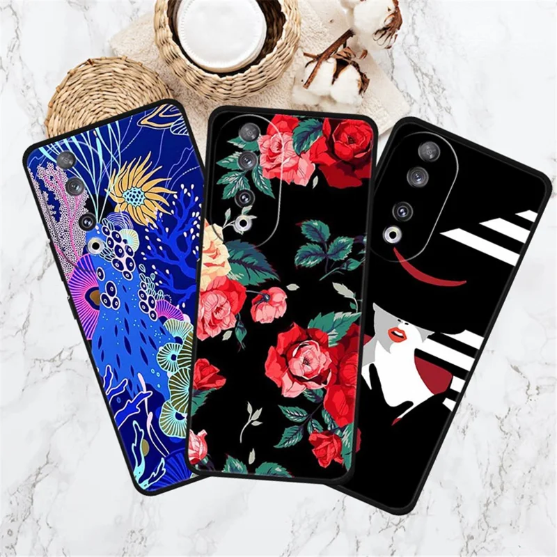 Pattern Printing Phone Cover for Honor 90 TPU Case Anti-scratch - Blue Water Droplet