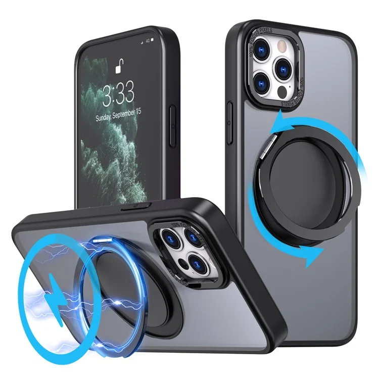 Custodia per iPhone 11 Pro con anello di supporto e compatibilità MagSafe - Nero