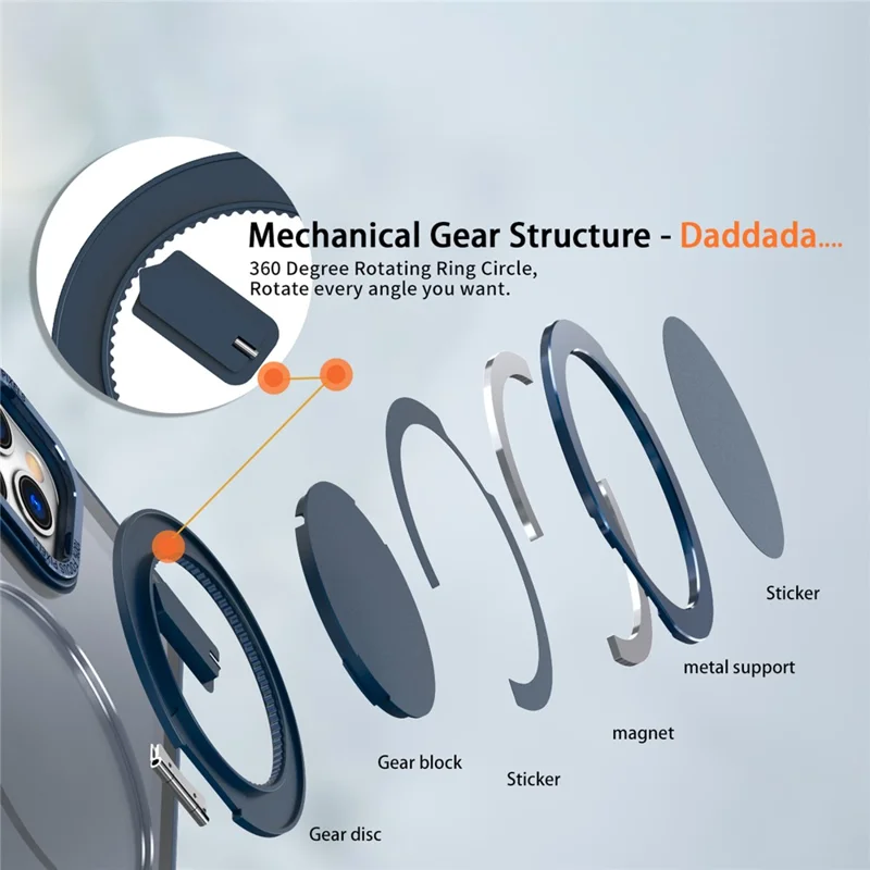 For iPhone 11 Pro Phone Case Ring Kickstand Cover Compatible with MagSafe - Navy Blue