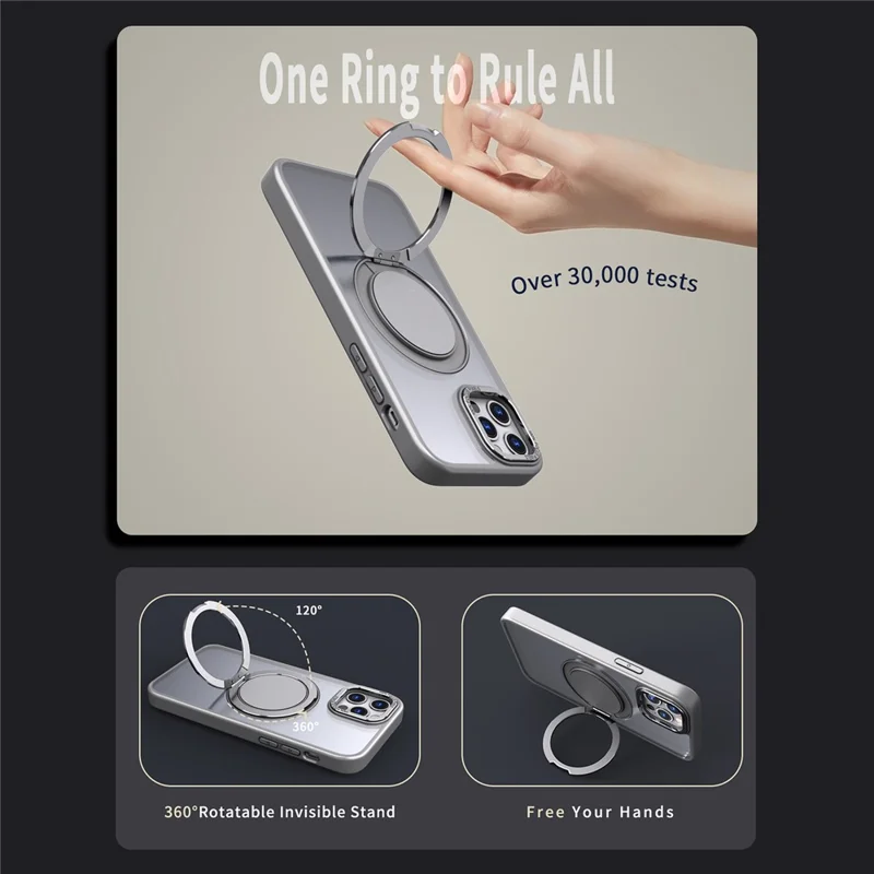 Til iPhone 11 Pro telefonbeskyttelse med ring, støtte og dæksel, kompatibel med MagSafe - Titan Grå