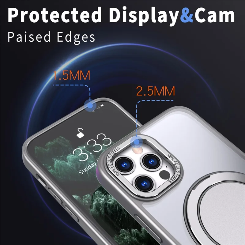 Til iPhone 11 Pro telefonbeskyttelse med ring, støtte og dæksel, kompatibel med MagSafe - Titan Grå