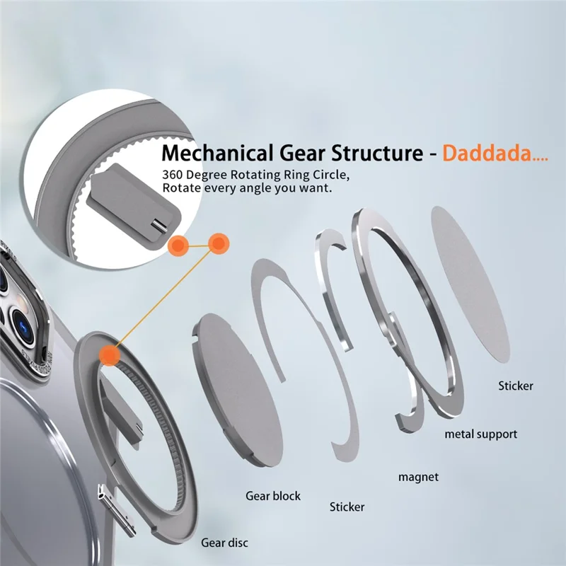 Til iPhone 11 Pro telefonbeskyttelse med ring, støtte og dæksel, kompatibel med MagSafe - Titan Grå