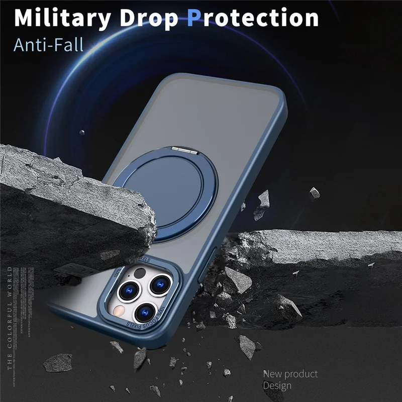 For iPhone 11 Pro Max Magnetic Case Compatible with MagSafe Rotary Kickstand - Navy Blue