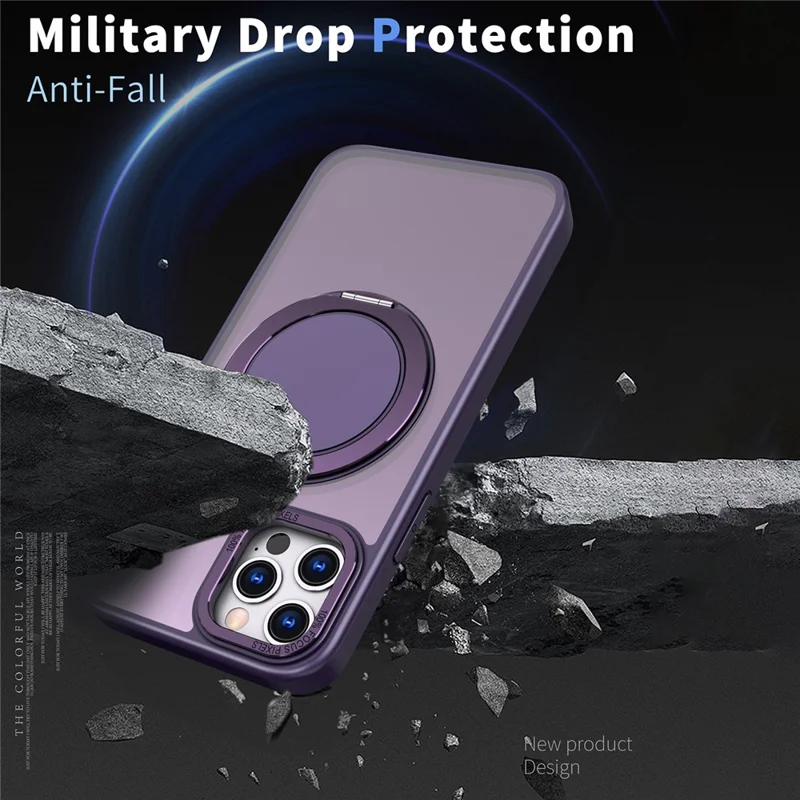 For iPhone 11 Pro Max Magnetic Case Compatible with MagSafe Rotary Kickstand - Purple