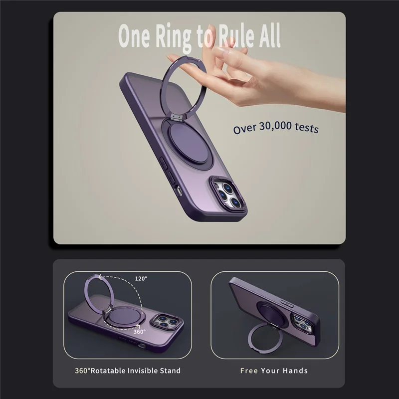 For iPhone 11 Pro Max Magnetic Case Compatible with MagSafe Rotary Kickstand - Purple