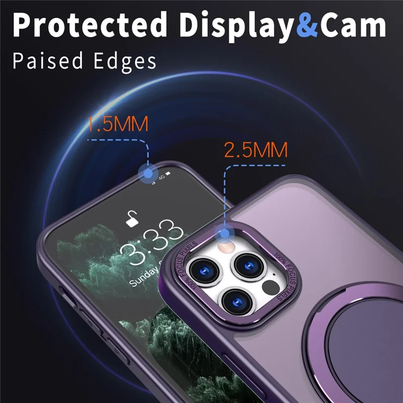 For iPhone 11 Pro Max Magnetic Case Compatible with MagSafe Rotary Kickstand - Purple