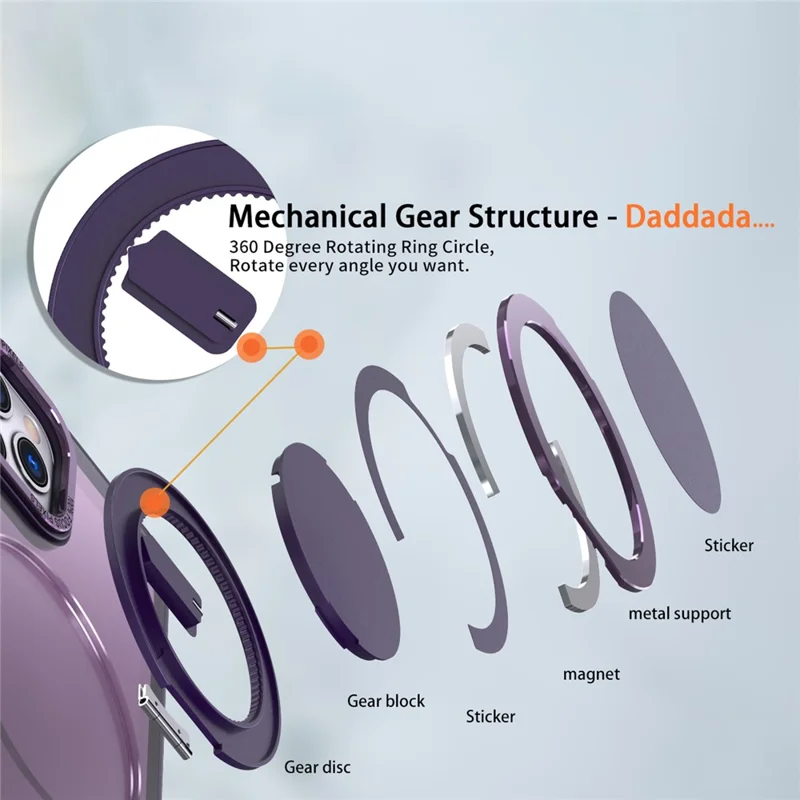 For iPhone 11 Pro Max Magnetic Case Compatible with MagSafe Rotary Kickstand - Purple