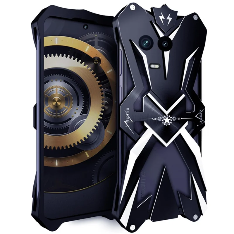 Phone Cover for Realme V50s 5G Case Aluminum Alloy Phone Shell - Black