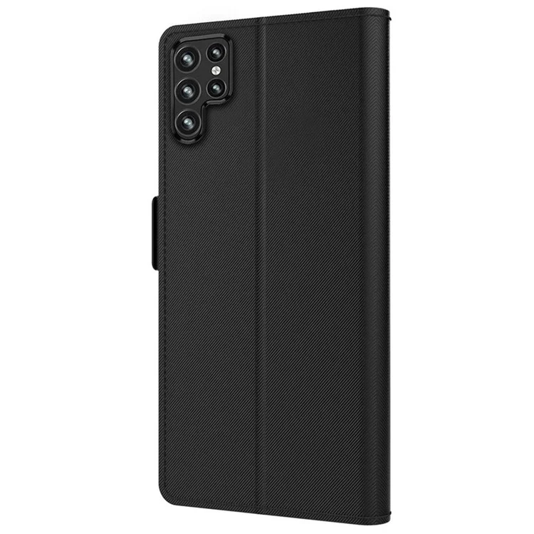 Pour Samsung Galaxy S24 Ultra Case Étui en cuir PU Debout Housse de téléphone portable avec miroir - Noir