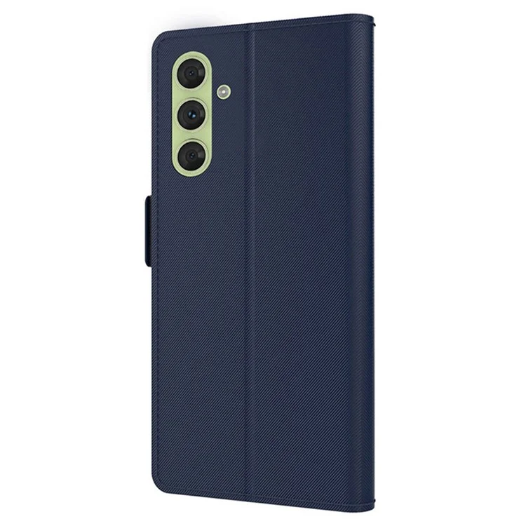 Para Samsung Galaxy S24+ Mirror Design PU Leather Case Stand Cell Phone Cover Shell - Azul