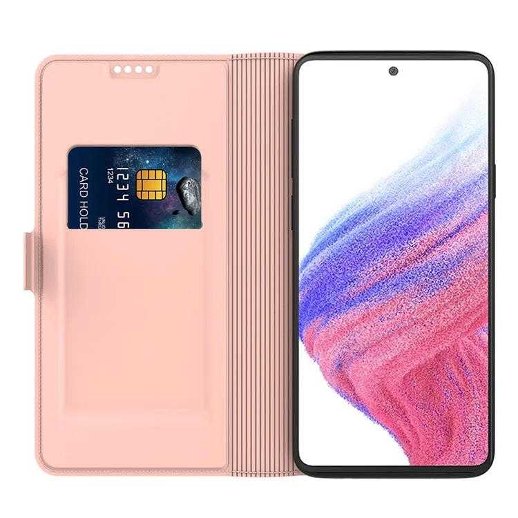 Для чехла-подставки с магнитным креплением и слотом для карт Samsung Galaxy S23 FE из искусственной кожи - Rose Gold