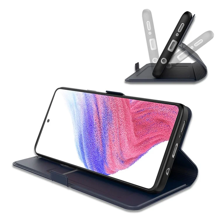 Para Samsung Galaxy S24+ Funda de piel sintética con soporte Carcasa con ranura para tarjeta - Azul 