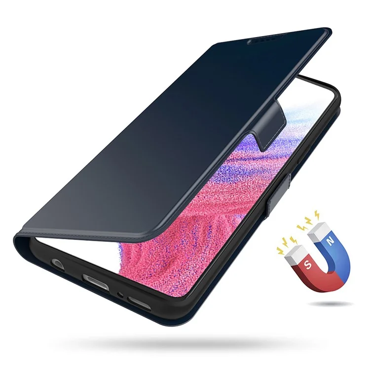 Para Samsung Galaxy S24+ Funda de piel sintética con soporte Carcasa con ranura para tarjeta - Azul 