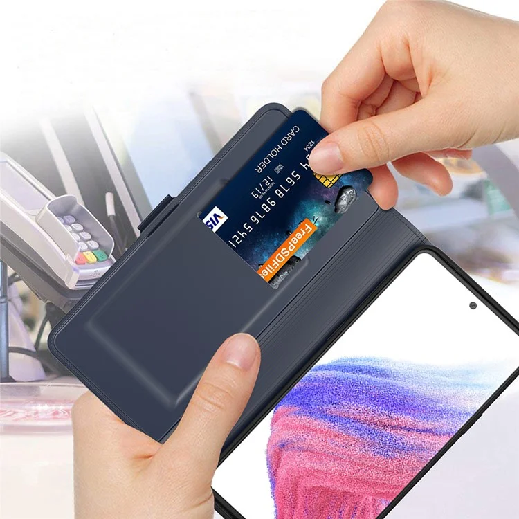 Para Samsung Galaxy S24+ Funda de piel sintética con soporte Carcasa con ranura para tarjeta - Azul 