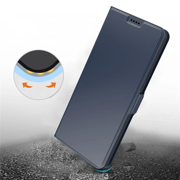 Para Samsung Galaxy S24+ Funda de piel sintética con soporte Carcasa con ranura para tarjeta - Azul 
