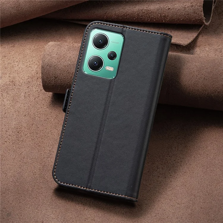 BINFEN COLOR BF31 For Xiaomi Redmi Note 12 5G (China) / (India) / (Global) / Poco X5 5G Leather Wallet Phone Case - Black