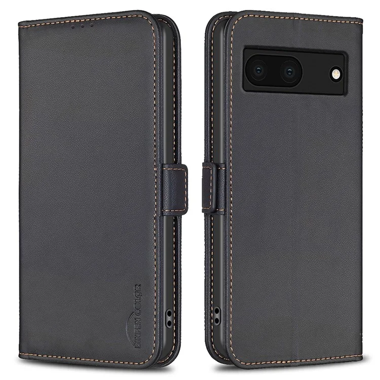 BINFEN COLOR BF31 For Google Pixel 7a Case with Wallet Stand PU Leather Flip Phone Cover - Black