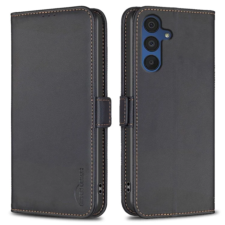 BINFEN COLOR BF31 Para Samsung Galaxy A35 5G Cubierta Flip de Cuero Funda Protectora de Cartera a Prueba de Golpes - Negro