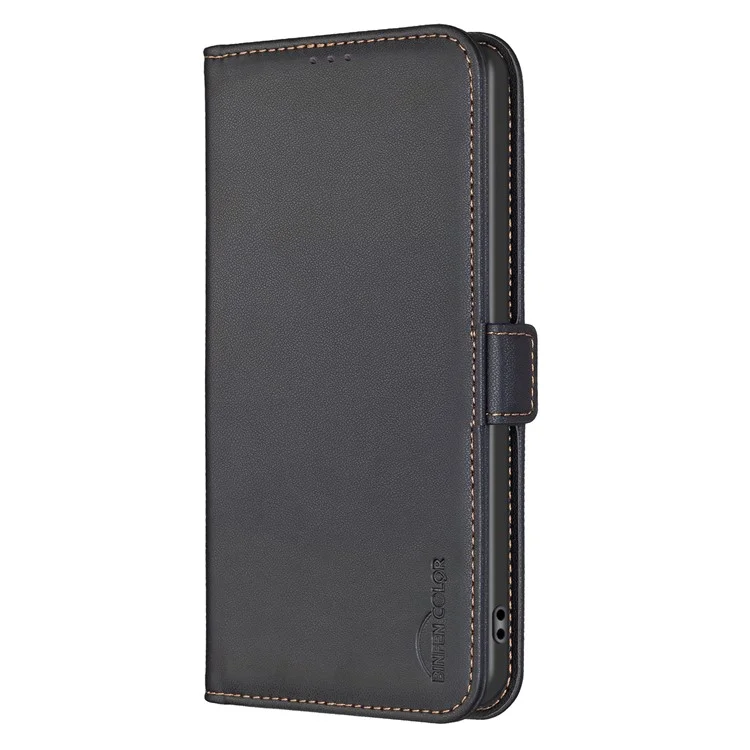 BINFEN COLOR BF31 Para Samsung Galaxy A35 5G Cubierta Flip de Cuero Funda Protectora de Cartera a Prueba de Golpes - Negro