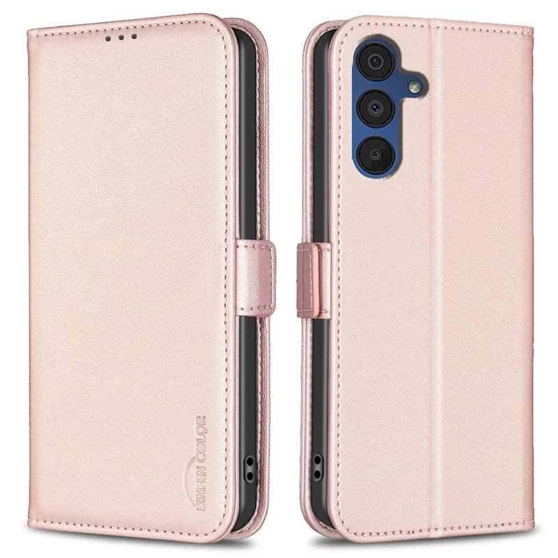 BINFEN COLOR BF31 For Samsung Galaxy A35 5G Case with Wallet Stand PU Leather Flip Phone Cover - Pink