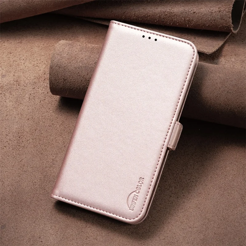 BINFEN COLOR BF31 For Samsung Galaxy A35 5G Case with Wallet Stand PU Leather Flip Phone Cover - Pink
