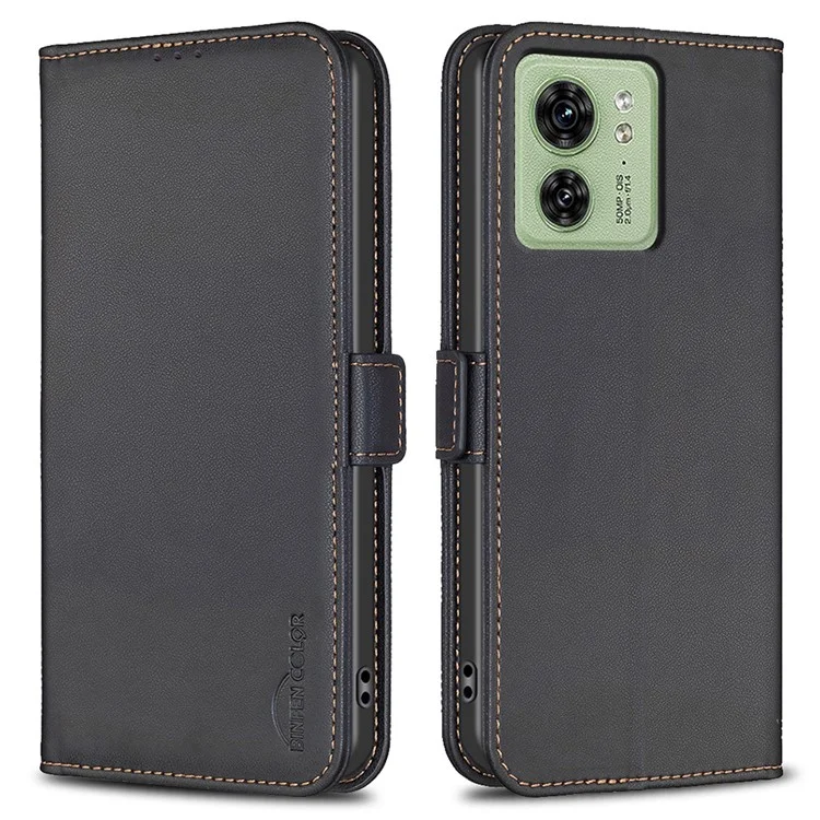 BINFEN COLOR BF31 Funda para Motorola Edge 40 5G Estuche de Cuero Cartera Soporte - Negro