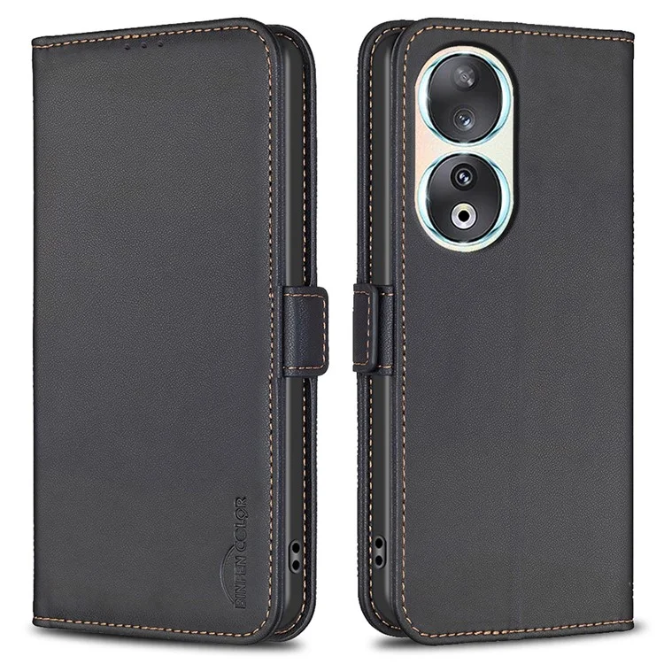 BINFEN COLOR BF31 Per Honor 90 Case Wallet Stand Leather Flip Phone Cover - Nero