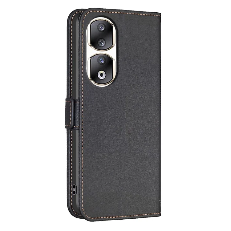 BINFEN COLOR BF31 Para Honor 90 Pro Capa de Telefone de Couro Carteira Stand - Preto