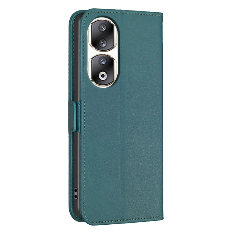 BINFEN COLOR BF31 For Honor 90 Pro Case with Wallet Stand PU Leather Flip Phone Cover - Green
