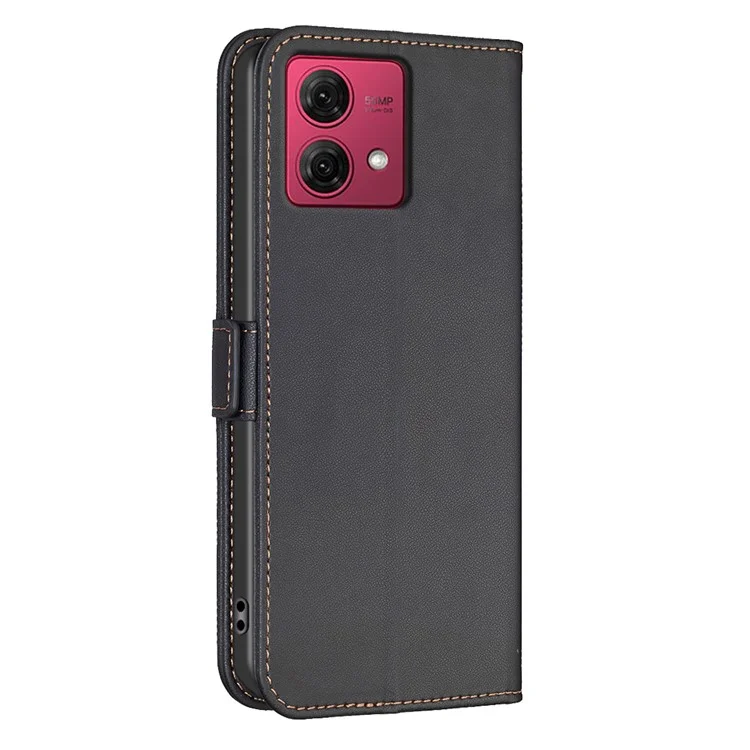 BINFEN COLOR BF31 For Motorola Moto G84 5G Case with Wallet Stand PU Leather Flip Phone Cover - Black