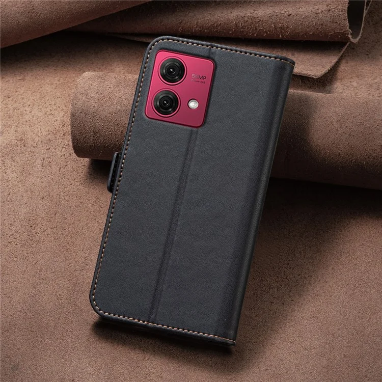 BINFEN COLOR BF31 For Motorola Moto G84 5G Case with Wallet Stand PU Leather Flip Phone Cover - Black