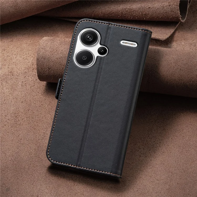 BINFEN COLOR BF31 für Xiaomi Redmi Note 13 Pro+ 5G Leder-Geldbörsen-Handyhülle - Schwarz