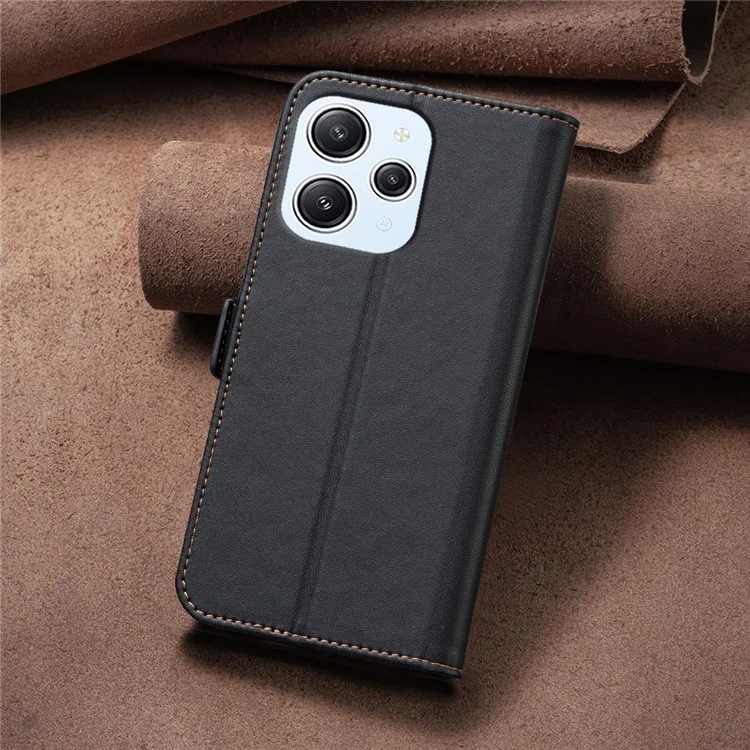BINFEN COLOR BF31 Чехол для телефона Xiaomi Redmi 12 4G, кожаный бумажник, черный