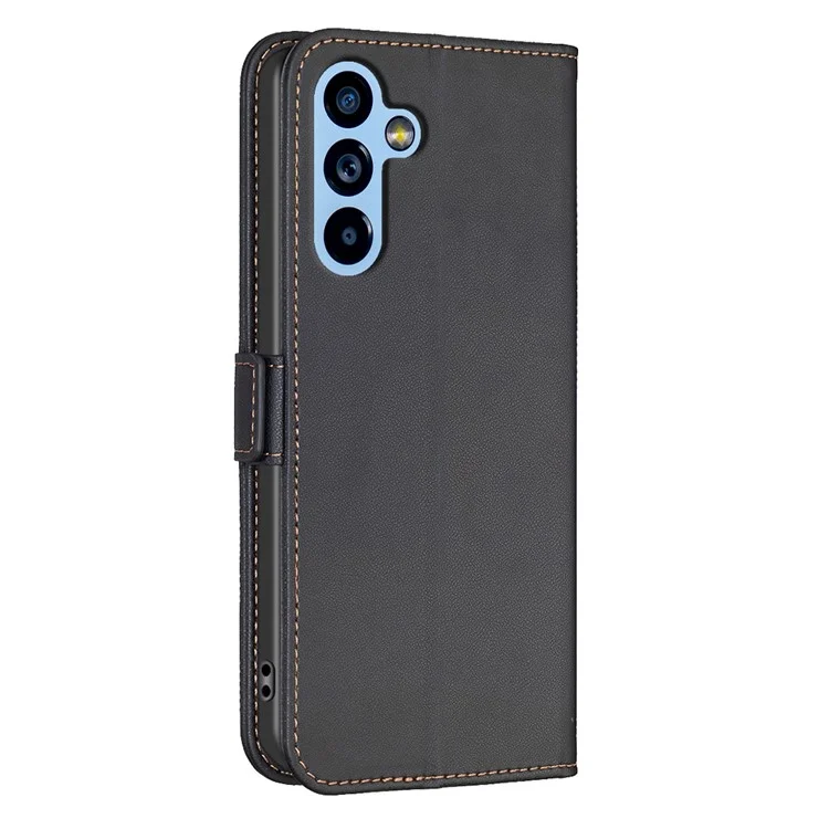 BINFEN COLOR BF31 For Samsung Galaxy A34 5G Case with Wallet Stand PU Leather Flip Phone Cover - Black