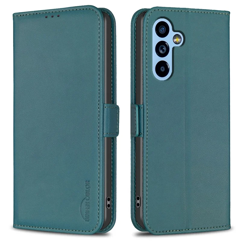 BINFEN COLOR BF31 For Samsung Galaxy A54 5G Case with Wallet Stand PU Leather Flip Phone Cover - Green