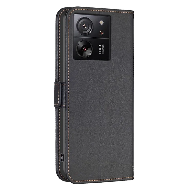 BINFEN COLOR BF31 für Xiaomi 13T / 13T Pro / Redmi K60 Ultra Hülle Wallet Phone Lederbezug - Schwarz