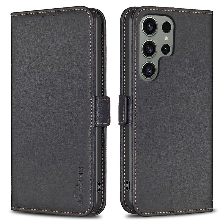 BINFEN COLOR BF31 Pour Samsung Galaxy S23 Ultra Coque Portefeuille Cuir PU Support - Noir