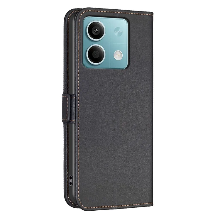 BINFEN COLOR BF31 para Xiaomi Redmi Note 13 5G Funda de cartera de cuero, funda de teléfono con soporte - Negro