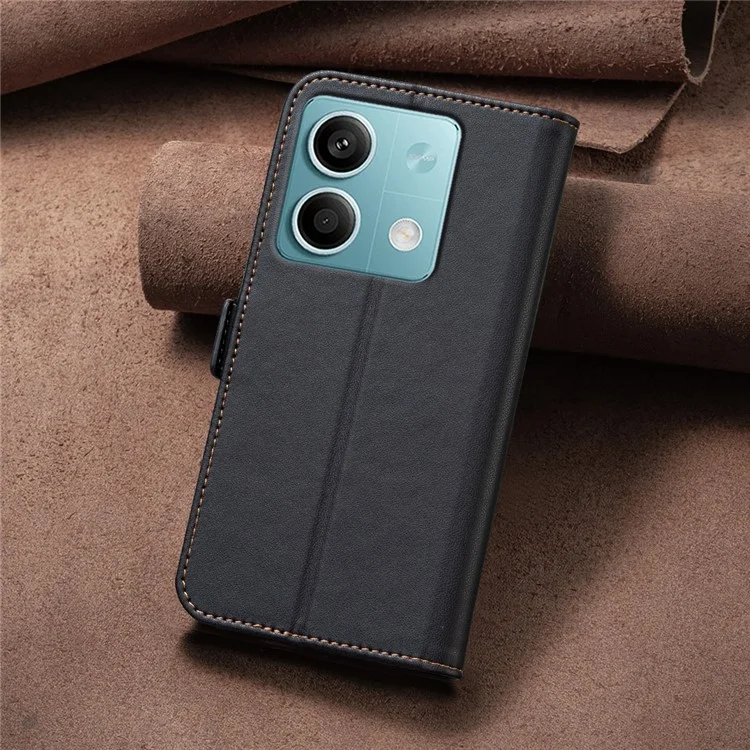 BINFEN COLOR BF31 para Xiaomi Redmi Note 13 5G Funda de cartera de cuero, funda de teléfono con soporte - Negro