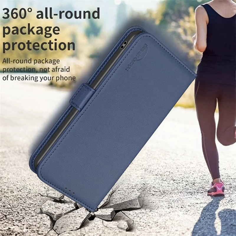 BINFEN COLOR BF31 For Samsung Galaxy A25 5G (Global) (161.0 x 76.5 x 8.3mm) Case with Wallet Stand PU Leather Flip Phone Cover - Blue