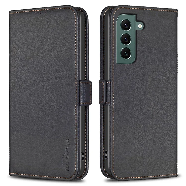 BINFEN COLOR BF31 Für Samsung Galaxy S22+ 5G Ständer-Hülle Lederbrieftasche Telefon-Abdeckung - Schwarz