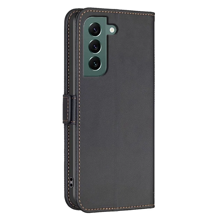 BINFEN COLOR BF31 Für Samsung Galaxy S22+ 5G Ständer-Hülle Lederbrieftasche Telefon-Abdeckung - Schwarz