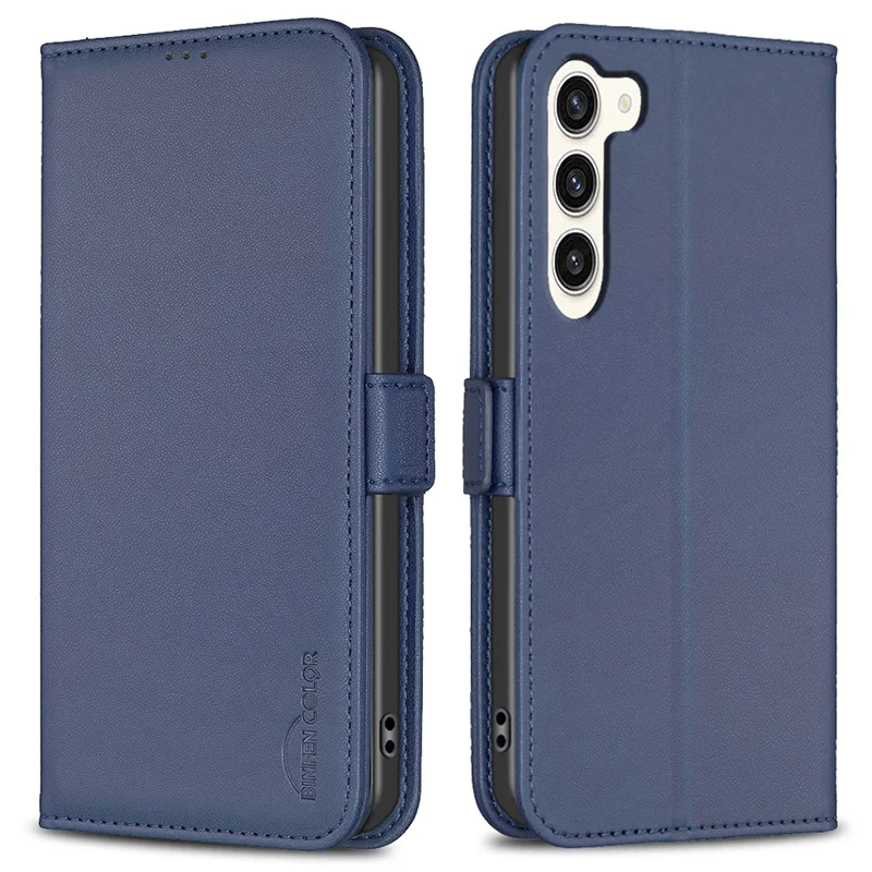 BINFEN COLOR BF31 For Samsung Galaxy S23+ Case with Wallet Stand PU Leather Flip Phone Cover - Blue