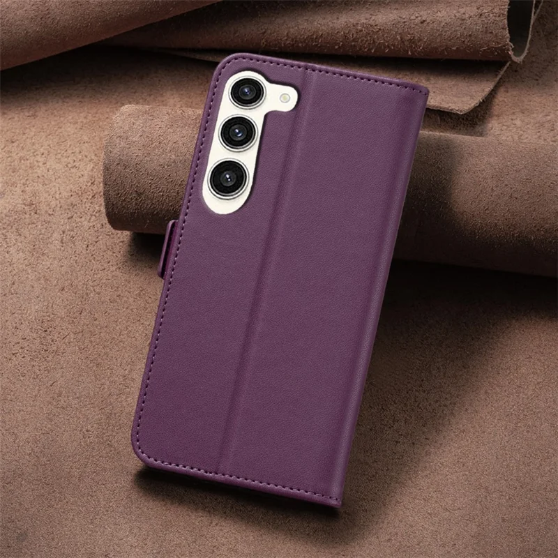 BINFEN COLOR BF31 For Samsung Galaxy S23+ Case with Wallet Stand PU Leather Flip Phone Cover - Dark Purple