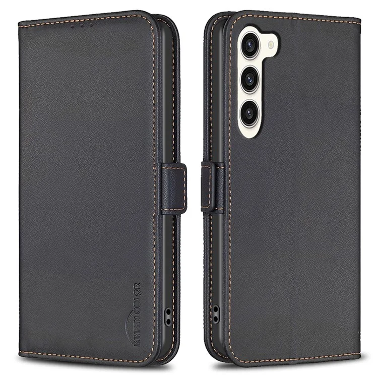 BINFEN COLOR BF31 For Samsung Galaxy S25 / S24 Funda de Piel PU con Soporte para Tarjetas - Negro