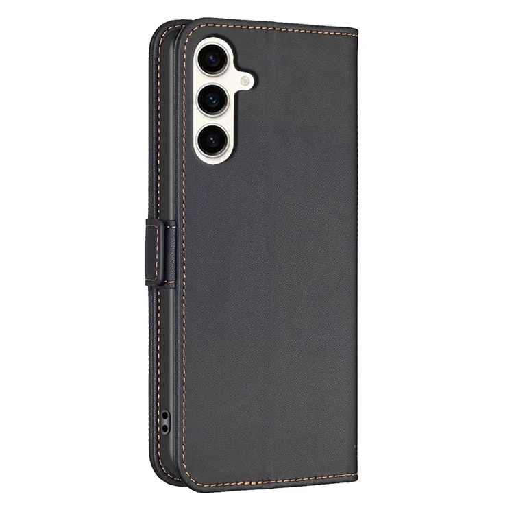 BINFEN COLOR BF31 Pour Samsung Galaxy S23 FE Étui en cuir PU Housse de téléphone portefeuille avec fermoir magnétique - Noir