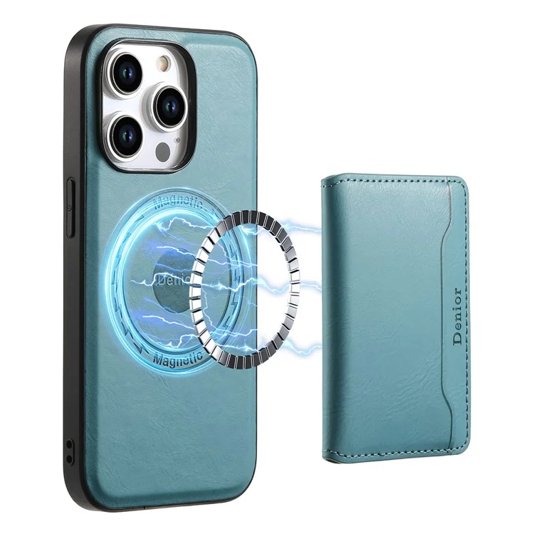 DENIOR For iPhone 15 Pro Max Phone Cover Compatible with MagSafe Detachable Card Case Kickstand - Blue