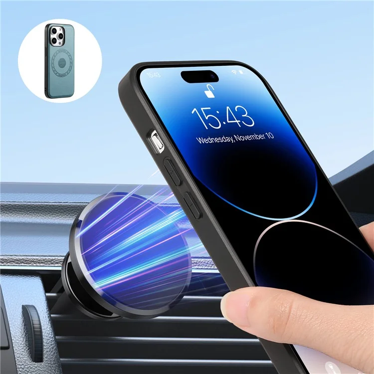 DENIOR For iPhone 15 Pro Max Phone Cover Compatible with MagSafe Detachable Card Case Kickstand - Blue