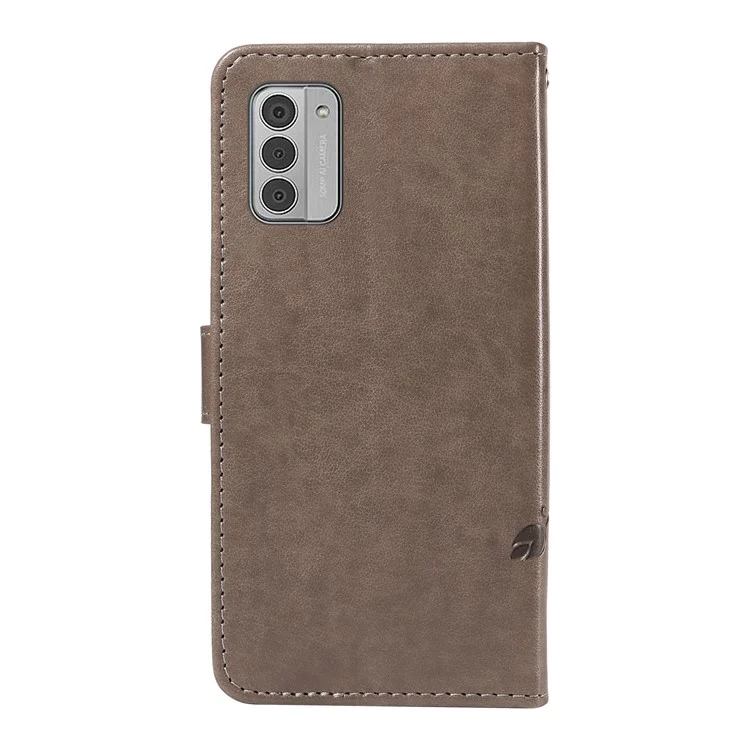 For Nokia G42 PU Leather Cases Flower Pattern Wallet Stand Phone Cover with Strap - Grey