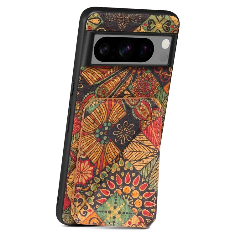 Pour Google Pixel 8a Fleur Magnétique Cas de Couverture Arrière en Cuir PU Debout Fentes de Carte Housse de Téléphone - Automne / Jaune